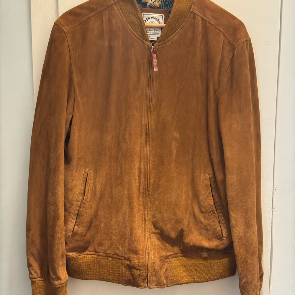 Iron & Resin Goat Suede Bomber Jacket